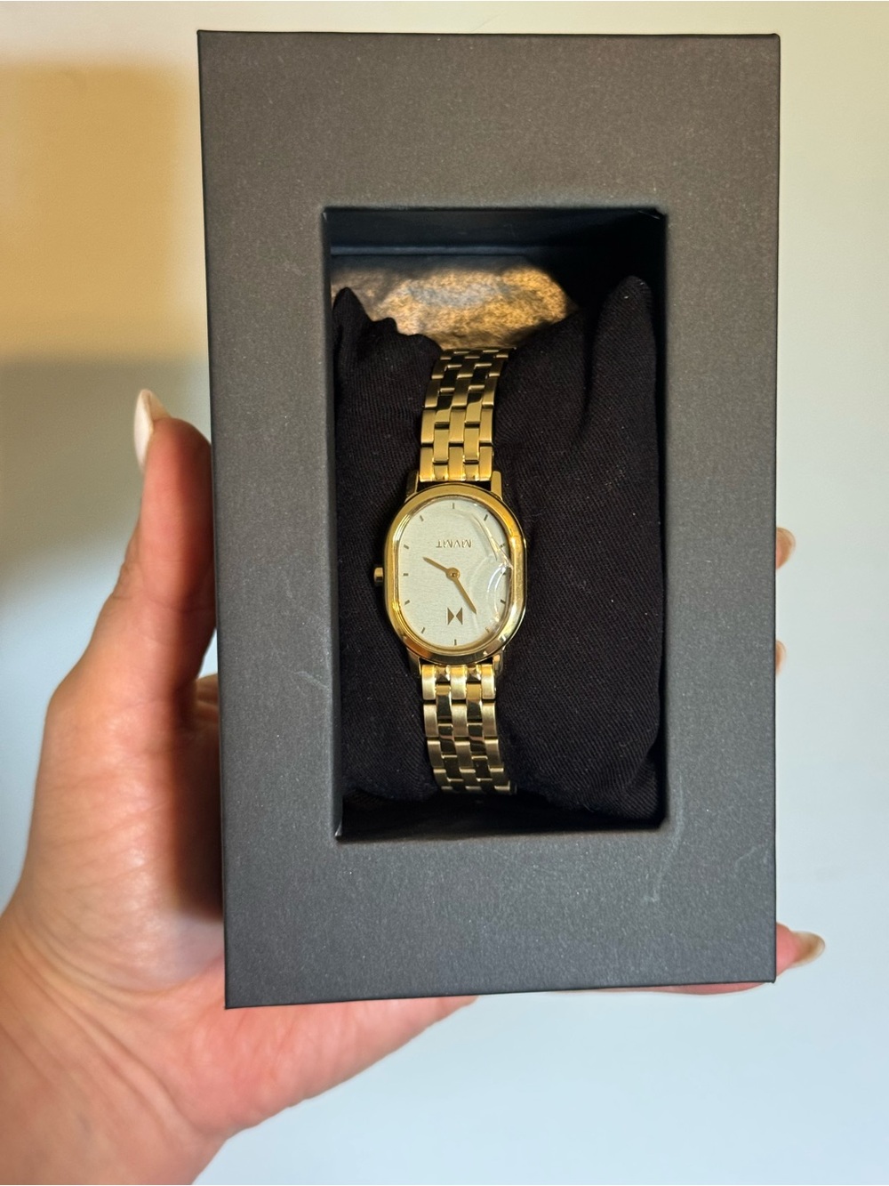MVMT Gold Oval Bracelet Watch with White Dial
